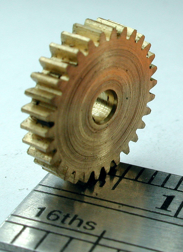 Reverse Worm Gear, 72DP x 30 Teeth x 11.3mm OD x 0.085" Face x 3/32" Bore, Brass