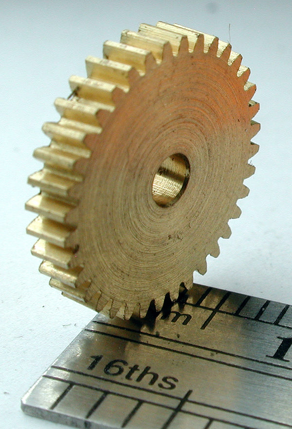 Reverse Worm Gear, 72DP x 36 Teeth x 13.4mm OD x 0.085" Face x 3/32" Bore, Brass