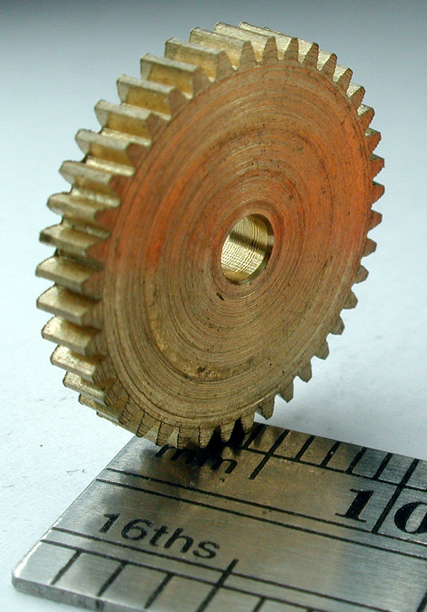 Reverse Worm Gear, 72DP x 40 Teeth x 14.8mm OD x 0.085" Face x 3/32" Bore, Brass