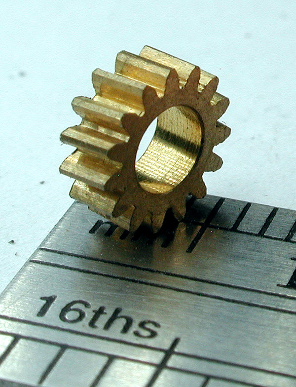 Reverse Worm Gear, 72DP x 15 Teeth x 6.1mm OD x 0.085" Face x 1/8" Bore, Brass