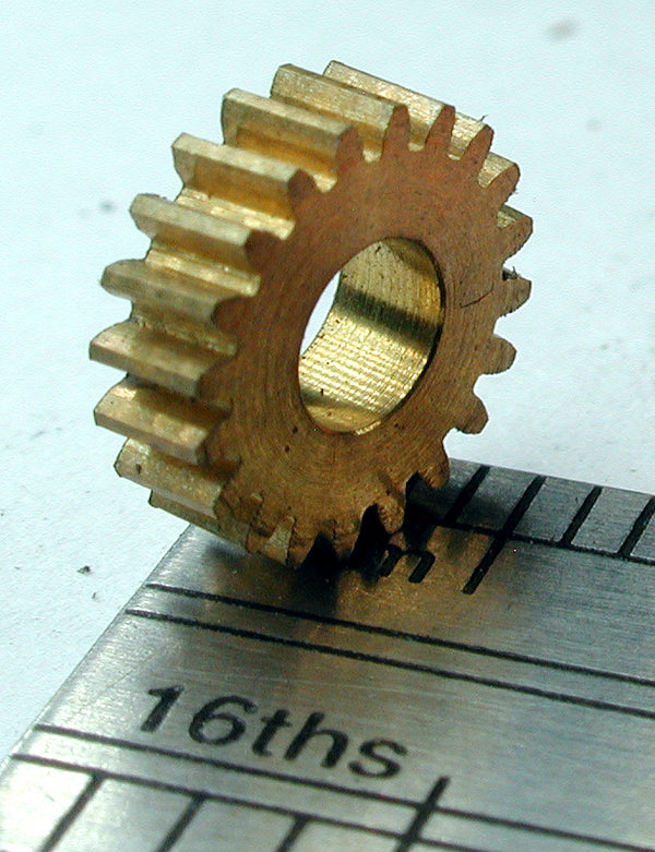 Reverse Worm Gear, 72DP x 20 Teeth x 7.8mm OD x 0.085" Face x 1/8" Bore, Brass