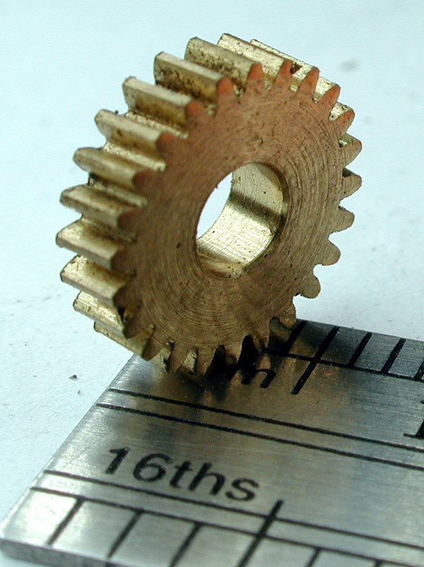 Reverse Worm Gear, 72DP x 24 Teeth x 9.2mm OD x 0.085" Face x 1/8" Bore, Brass