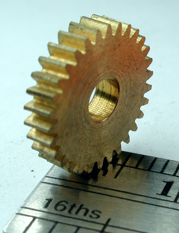 Reverse Worm Gear, 72DP x 30 Teeth x 11.3mm OD x 0.085" Face x 1/8" Bore, Brass