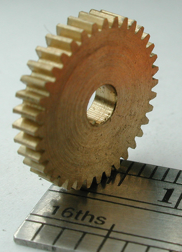 Reverse Worm Gear, 72DP x 36 Teeth x 13.4mm OD x 0.085" Face x 1/8" Bore, Brass