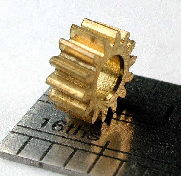 Worm Gear, 0.4mod x 14 Teeth x 6.4mm OD x 0.112" Face x 3.0mm Bore, Brass