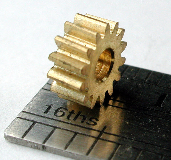 Worm Gear, 0.4mod x 14 Teeth x 6.4mm OD x 0.112" Face x 2.4mm Bore, Brass