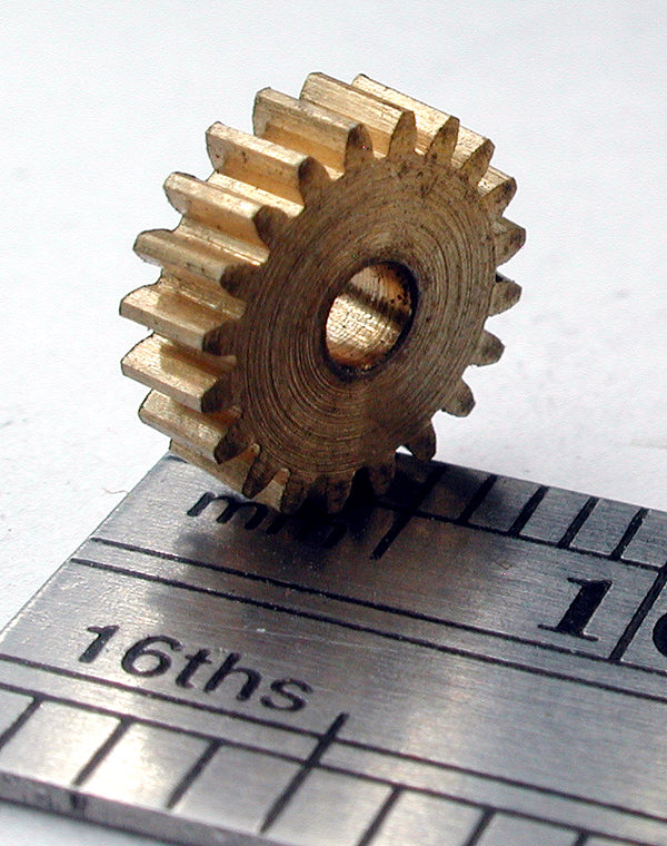 Reverse Worm Gear, 72DP x 20 Teeth x 7.8mm OD x 0.085" Face x 2.0mm Bore, Brass