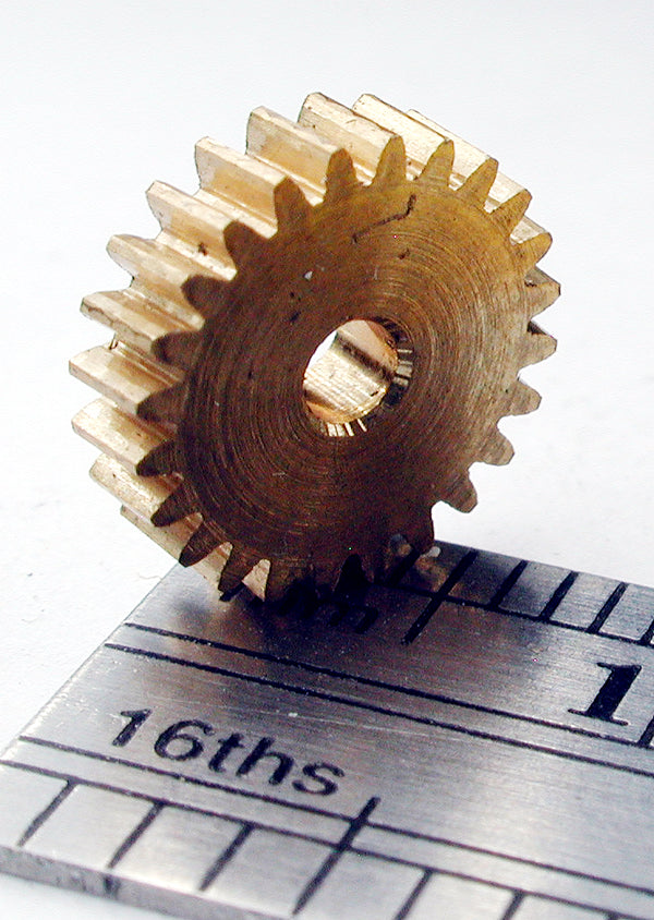 Reverse Worm Gear, 72DP x 24 Teeth x 9.2mm OD x 0.085" Face x 2.0mm Bore, Brass