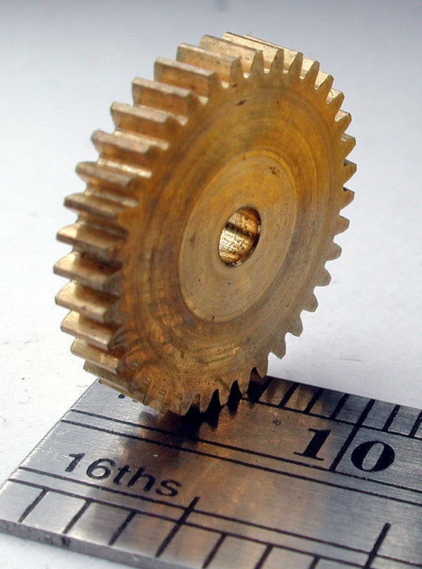 Reverse Worm Gear, 72DP x 36 Teeth x 13.4mm OD x 0.085" Face x 2.0mm Bore, Brass