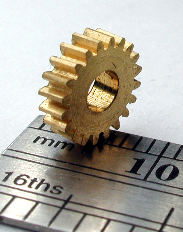 Reverse Worm Gear, 72DP x 20 Teeth x 7.8mm OD x 0.085" Face x 3.0mm Bore, Brass