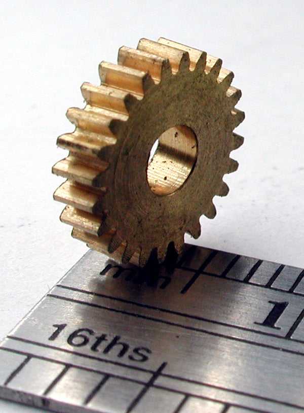 Reverse Worm Gear, 72DP x 24 Teeth x 9.2mm OD x 0.085" Face x 3.0mm Bore, Brass