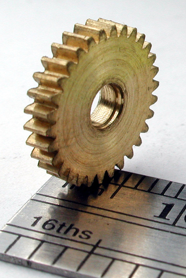 Reverse Worm Gear, 72DP x 30 Teeth x 11.3mm OD x 0.085" Face x 3.0mm Bore, Brass