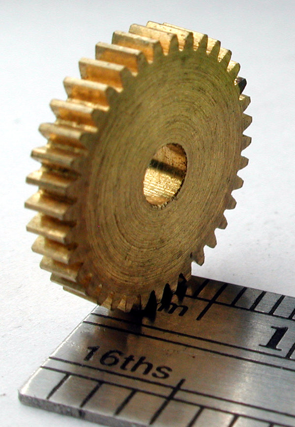 Reverse Worm Gear, 72DP x 36 Teeth x 13.4mm OD x 0.085" Face x 3.0mm Bore, Brass