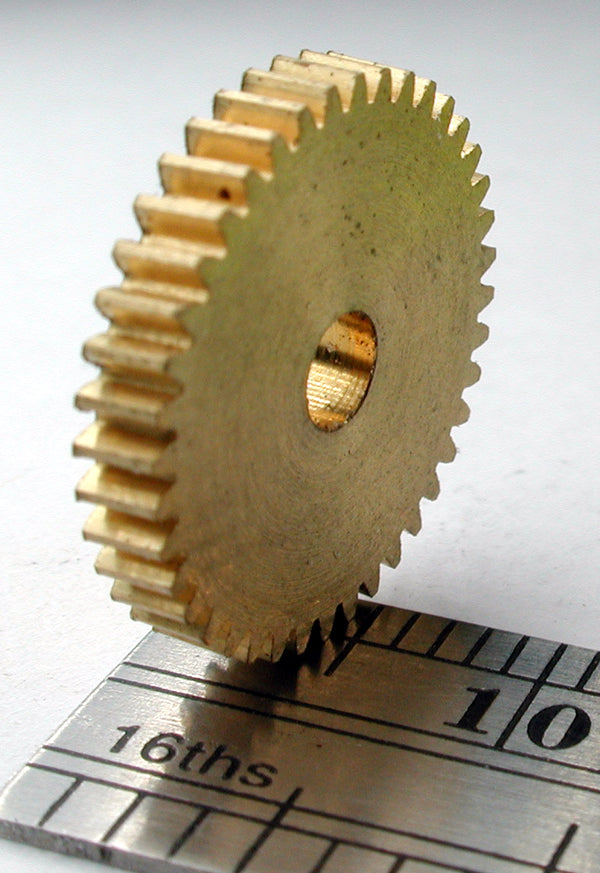 Reverse Worm Gear, 72DP x 40 Teeth x 14.8mm OD x 0.085" Face x 3.0mm Bore, Brass