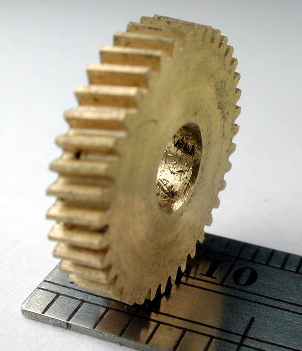 Reverse Worm Gear, 0.4mod x 16.0mm OD x 0.124" Face x 3/16" Bore, Brass