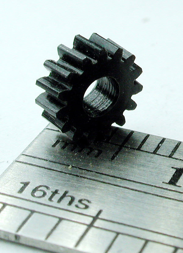 Reverse Worm Gear, 72DP x 15 Teeth x 6.1mm OD x 0.085" Face x 3/32" Bore, Delrin