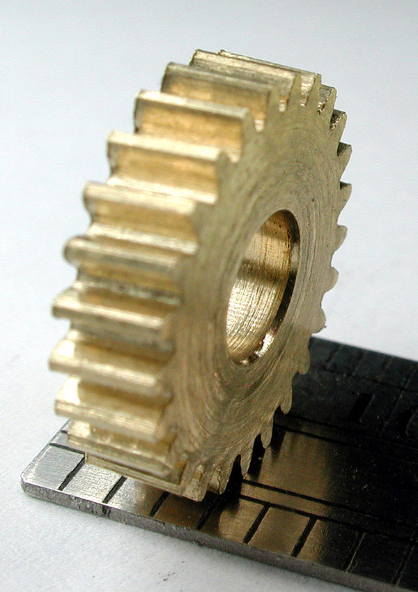 Reverse Worm Gear, 0.5mod x 25 Teeth x 13.5mm OD x 0.134" Face x 3/16" Bore, Brass