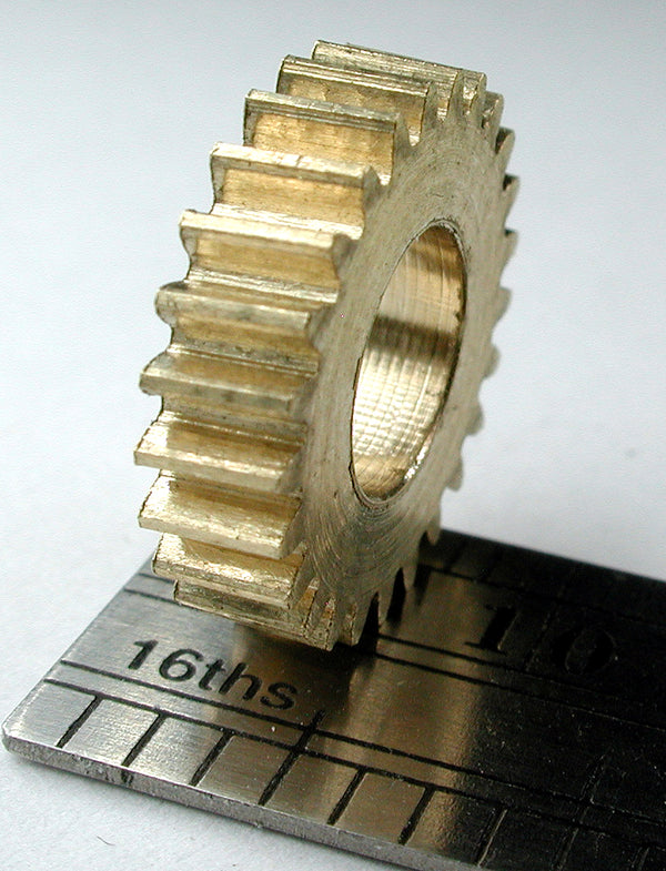 Reverse Worm Gear, 0.5mod x 25 Teeth x 13.5mm OD x 0.134" Face x 1/4" Bore, Brass