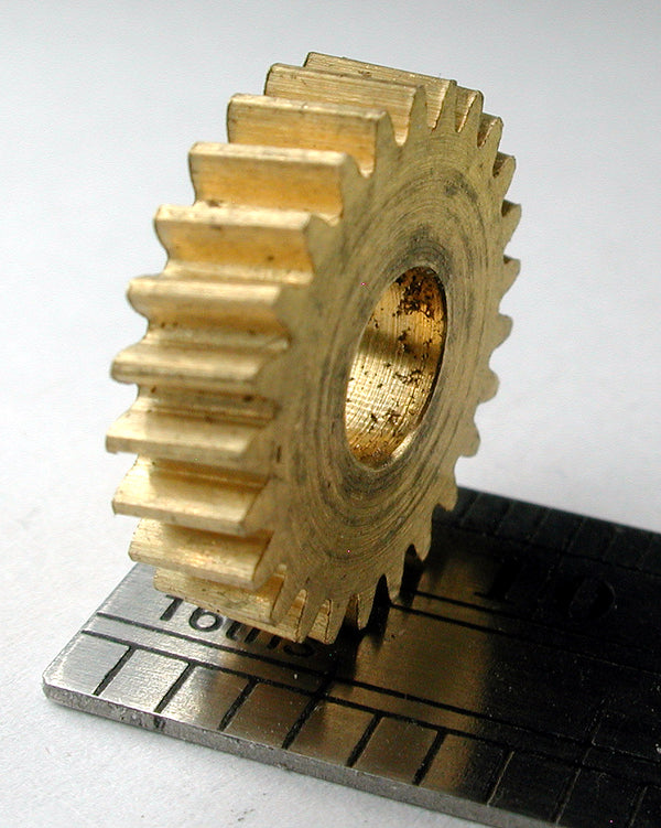 Reverse Worm Gear, 2 Lead, 0.5mod x 25 Teeth x 13.5mm OD x 0.234" Face x 3/16" Bore, Brass