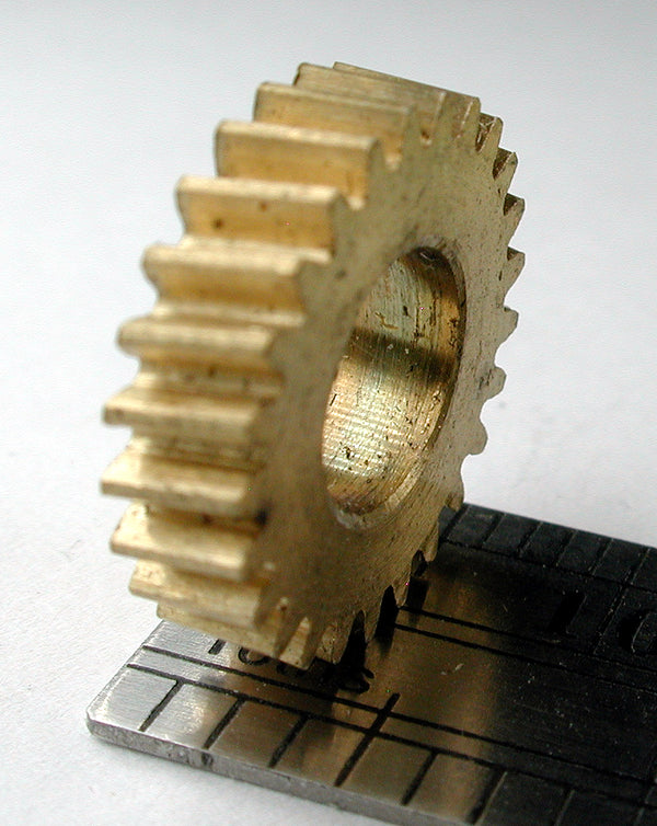 Reverse Worm Gear, 2 Lead, 0.5mod x 25 Teeth x 13.5mm OD x 0.234" Face x 1/4" Bore, Brass