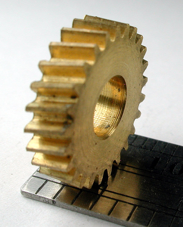 Reverse Worm Gear, 2 Lead, 0.5mod x 25 Teeth x 13.5mm OD x 0.234" Face x 5.0mm Bore, Brass