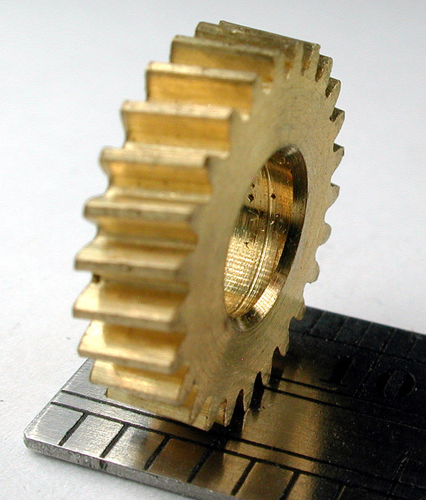 Reverse Worm Gear, 2 Lead, 0.5mod x 25 Teeth x 13.5mm OD x 0.234" Face x 5.8mm Bore, Brass