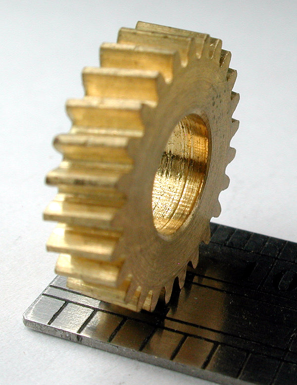 Reverse Worm Gear, 2 Lead, 0.5mod x 25 Teeth x 13.5mm OD x 0.234" Face x 6.0mm Bore, Brass