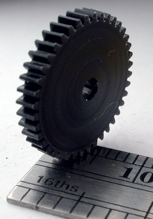 Reverse Worm Gear, 72DP x 40 Teeth x 14.8mm OD x 0.085" Face x 2.0mm Bore, Delrin