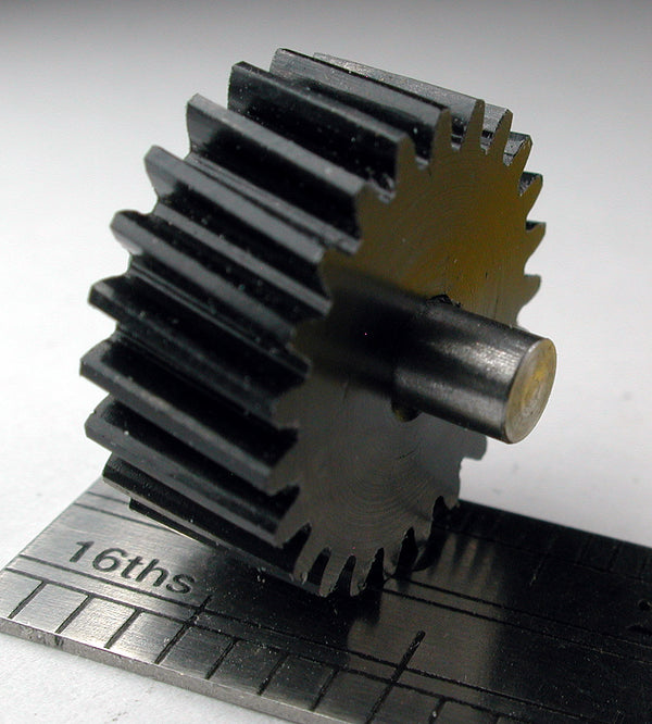 Worm Gear, 2 Lead, 0.6mod x 23 Teeth, Assembled on 1/8" Shaft, Deloris