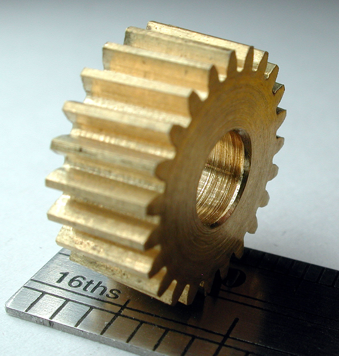 Reverse Worm Gear, 0.6mod x 23 Teeth x 14.95mm OD x 0.248" Face x 5.8mm Bore, Brass