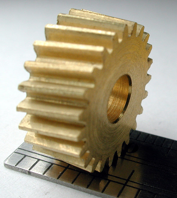 Reverse Worm Gear, 0.6mod x 23 Teeth x 14.9mm OD x 0.248" Face x 3/16" Bore, Brass