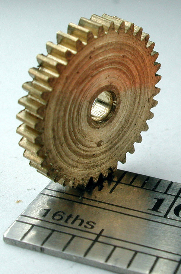 Spur Gear, 72DP x 36 Teeth x 13.4mm OD x 0.085" Face x 3/32" Bore, Brass