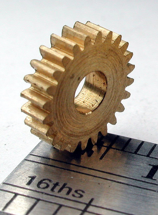 Spur Gear, 72DP x 24 Teeth x 9.2mm OD x 0.085" Face x 1/8" Bore, Brass