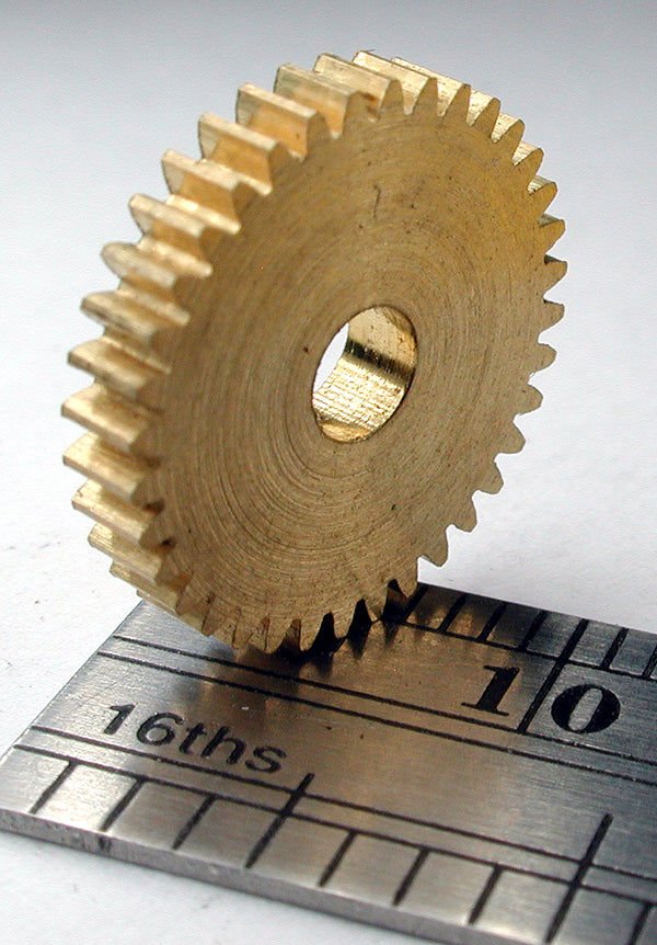 Spur Gear, 72DP x 36 Teeth x 13.4mm OD x 0.085" Face x 1/8" Bore, Brass