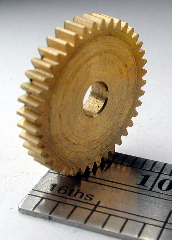 Spur Gear, 72DP x 40 Teeth x 14.8mm OD x 0.085" Face x 1/8" Bore, Brass