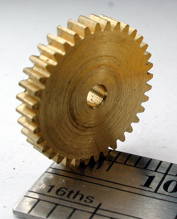 Spur Gear, 72DP x 36 Teeth x 13.4mm OD x 0.085" Face x 2.0mm Bore, Brass