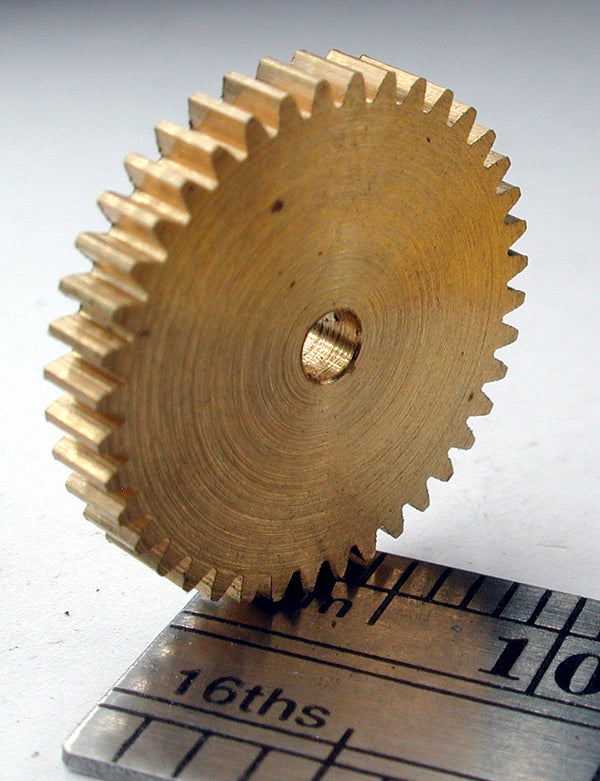 Spur Gear, 72DP x 40 Teeth x 14.8mm OD x 0.085" Face x 2.0mm Bore, Brass