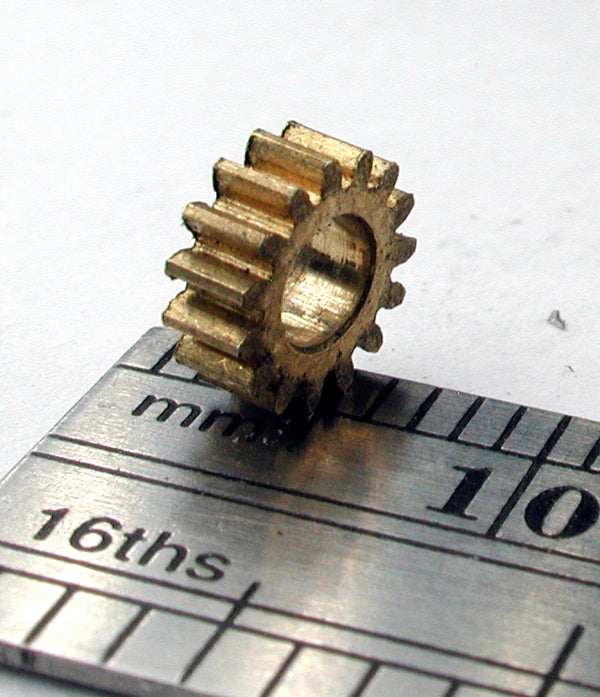 Spur Gear, 72DP x 15 Teeth x 6.1mm OD x 0.085" Face x 3.0mm Bore, Brass