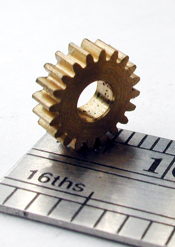 Spur Gear, 72DP x 20 Teeth x 7.8mm OD x 0.085" Face x 3.0mm Bore, Brass