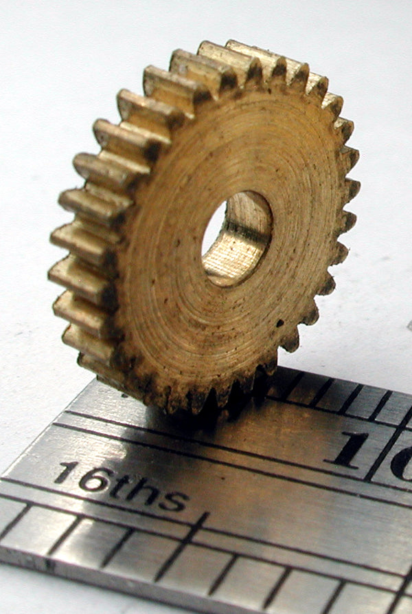 Spur Gear, 72DP x 30 Teeth x 11.3mm OD x 0.085" Face x 3.0mm Bore, Brass