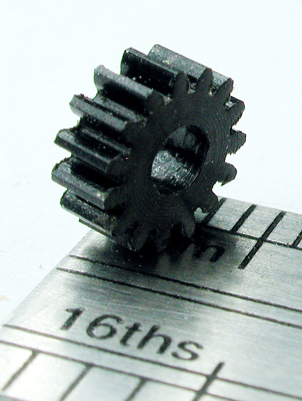 Spur Gear, 72DP x 15 Teeth x 6.1mm OD x 0.085" Face x 3/32" Bore, Delrin