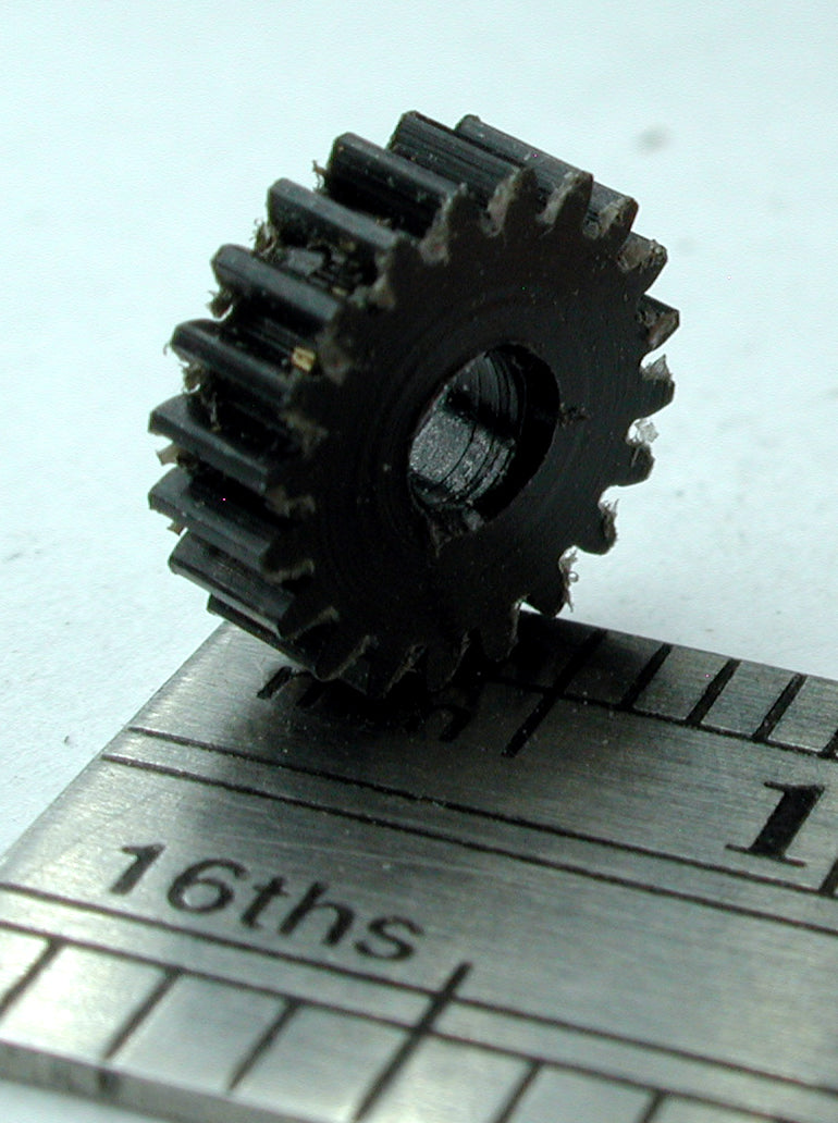 Spur Gear, 72DP x 20 Teeth x 7.8mm OD x 0.085" Face x 3/32" Bore, Delrin