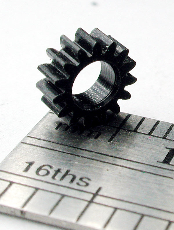 Spur Gear, 72DP x 15 Teeth x 6.1mm OD x 0.085" Face x 1/8" Bore, Delrin