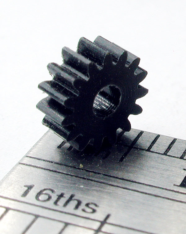 Spur Gear, 72DP x 15 Teeth x 6.1mm OD x 0.085" Face x 2.0mm Bore, Delrin