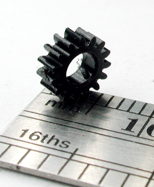 Spur Gear, 72DP x 15 Teeth x 6.1mm OD x 0.085" Face x 3.0mm Bore, Delrin