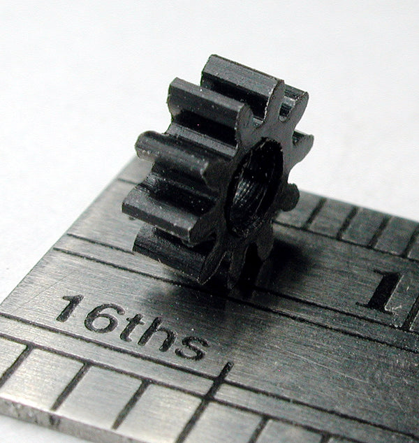 Spur Gear, 0.5mod x 10 Teeth x 5.8mm OD x 0.079" Face x 2.4mm Bore, Delrin