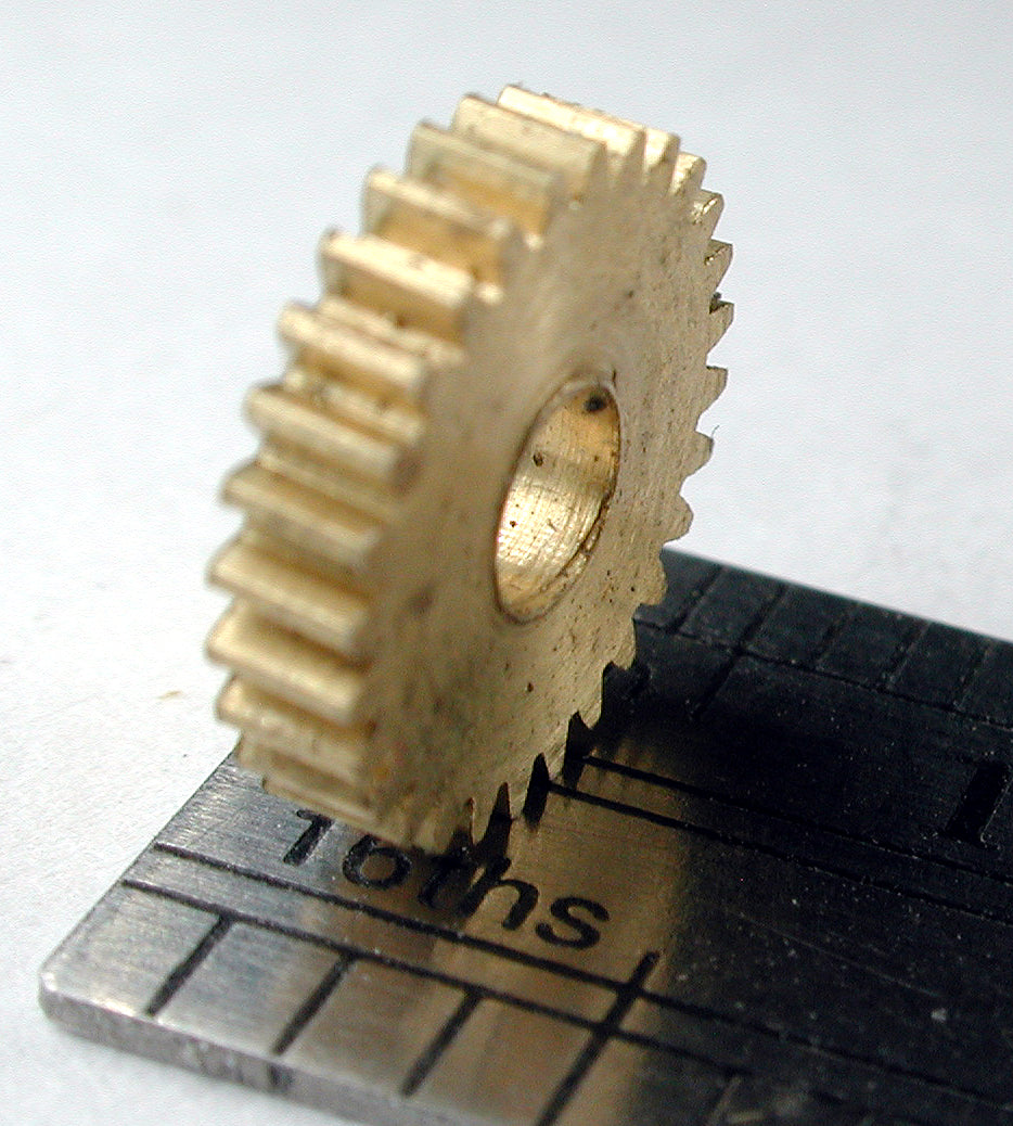 Worm Gear, 0.3mod x 28 Teeth x 9.0mm OD x 0.115" Bore, Brass