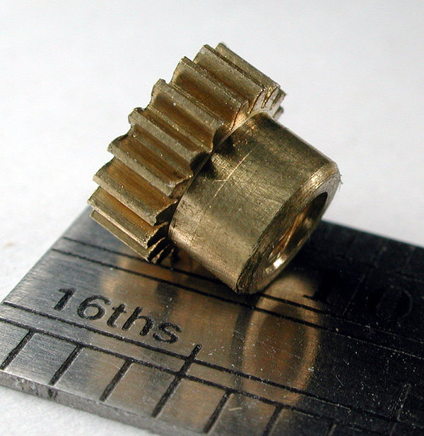 Spur Gear, 72DP x 18 Teeth x 7.0mm OD x 0.094" Face x 3.0mm Bore, Brass, Hubbed