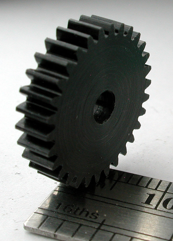 Spur Gear, 0.5mod x 30 Teeth x 15.8mm OD x 0.138" Face x 3.0mm Bore, Delrin