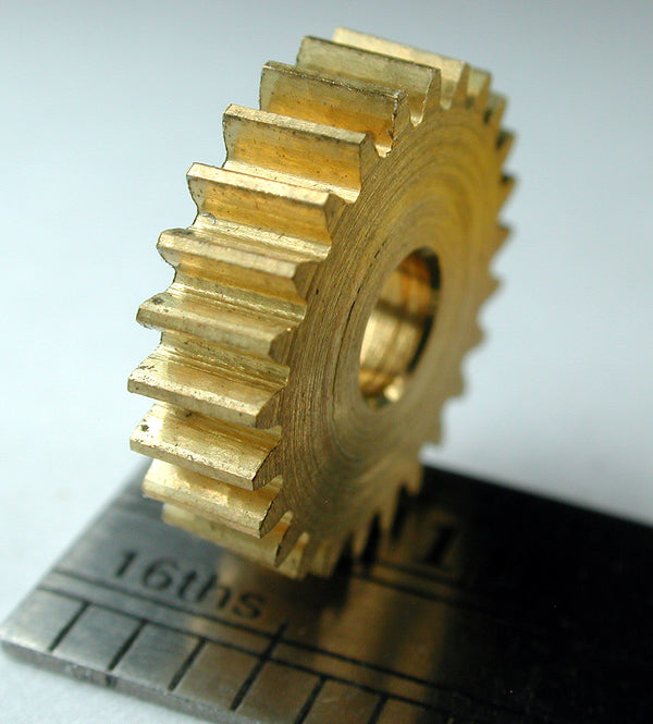 Reverse Worm Gear, 0.5mod x 25 Teeth x 13.5mm OD x 0.130" Face x 3.9mm Bore, Brass